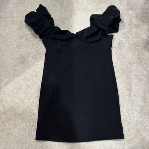 Zara Black Strapless Dress with Ruffle Detail